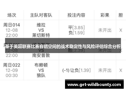 基于英超联赛比赛容错空间的战术稳定性与风险评估综合分析